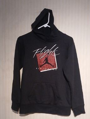 Jordan Black Hoodie Crewneck with Red Graphic